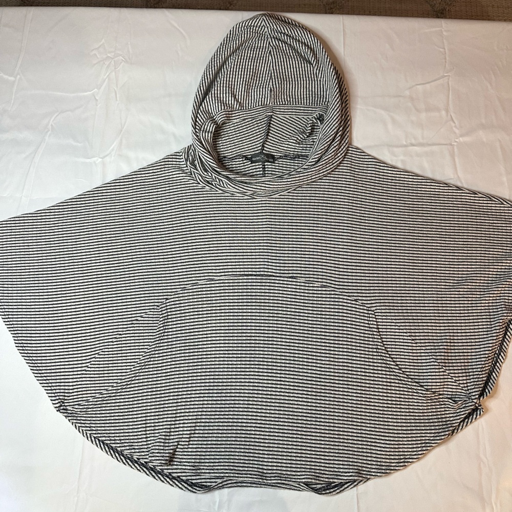 Market & Spruce Black and White Striped Hooded / Cowl Neck top